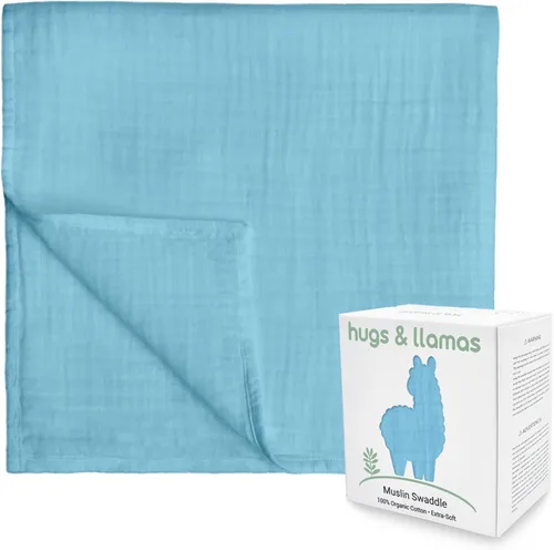 Miniatura 9 de hugs & llamas Mantas para envolver 100% muselina de algodón orgánico, unisex, extra suaves, mantas para recién nacidos y bebés, lavables a máquina
