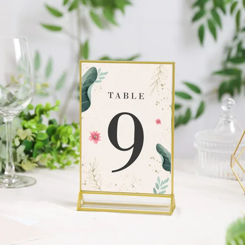 Miniatura 8 de UNIQOOO Soportes acrílicos para letreros con borde dorado, vista de retrato, paquete de 12 unidades, marco transparente de doble cara de 5 x 7