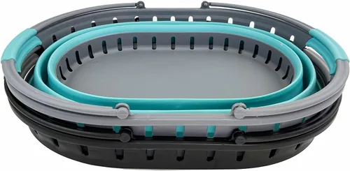 Miniatura 3 de SAMMART Juego de 2 cestas plegables de plástico para la ropa sucia de 25 litros (6.6 galones), contenedor de almacenamiento plegable y organizador