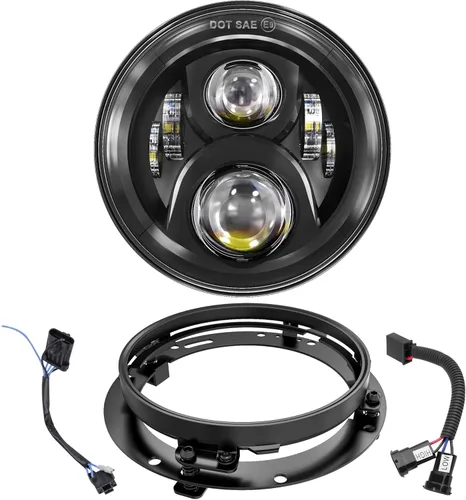 Miniatura 10 de XPCTD - Faro delantero LED de motocicleta de 7 pulgadas con lámparas de niebla de 4.5" compatibles con Harley Davidson Street Glide Road King Negro