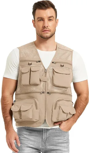 Miniatura 3 de Chaleco Flygo para hombre, para pesca, trabajo, safari, viaje de reportajes o para actividades al aire libre en verano, con bolsillos