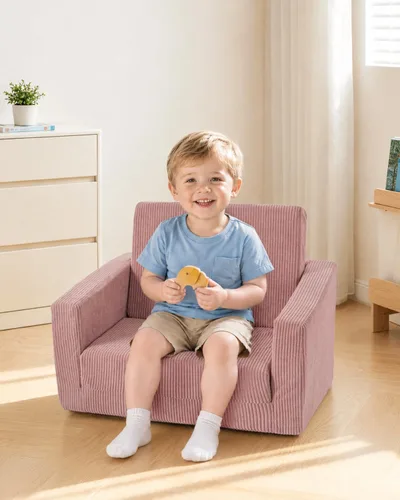 Miniatura 2 de Silla para bebés y niños, sofás blandos para bebés de 2 en 1 que se despliegan, sillas para bebés cómodas de 1 a 3 años, sofá convertible para Rosa
