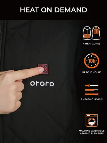 Miniatura 3 de ORORO Batería mejorada Chaleco térmico para mujer con batería, chaleco térmico ligero acolchado