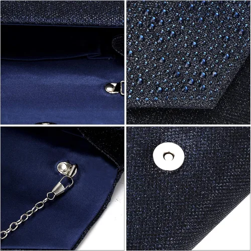Miniatura 6 de CurvChic Bolso de noche para mujer bolso de mano con diamantes de imitación bolso de fiesta para novia y graduación