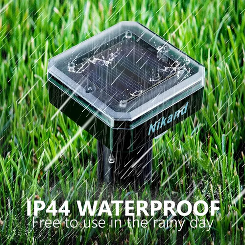 Miniatura 6 de Paquete de 2 estacas repelentes de topos – Repelente ultrasónico alimentado por energía solar – Disuasorio sónico de topos y campañoles para césped