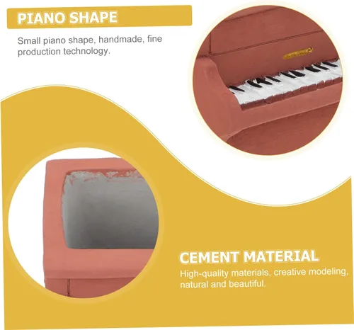 Miniatura 4 de NOLITOY Maceta de cemento para piano, maceta en forma de piano, maceta suculenta de cerámica para exteriores, plantas suculentas, plantador