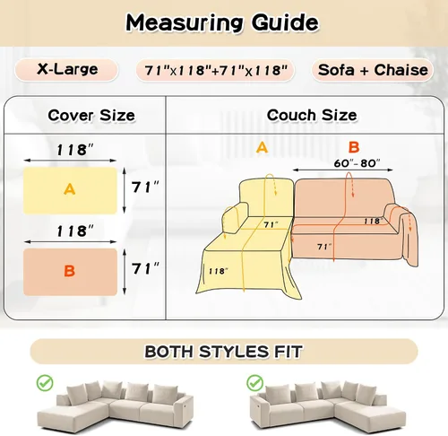 Miniatura 6 de MYSKY HOME Funda para sofá seccional, 2 piezas de fundas de sofá de felpilla para sofá en L, protector de muebles para mascotas, niños, funda