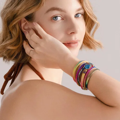 Miniatura 38 de FANCY SHINY - Pulsera de cuero estilo bohemio, pulsera de cuentas de cristal con cierre magnético, regalos de joyería para mujer