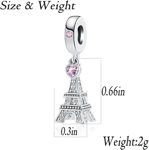Miniatura 2 de NanMuc Abalorios para pasaporte de la Torre Eiffel para vacaciones, con diseño de globo de avión, taza de café, maleta, compatible con pulsera