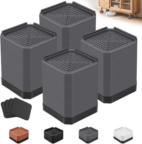 Miniatura 14 de Elevadores de cama para muebles – Elevador de bloque rectangular ajustable para elevar 1.5-3 pulgadas y 4.3 pulgadas camas, mesas, sofás