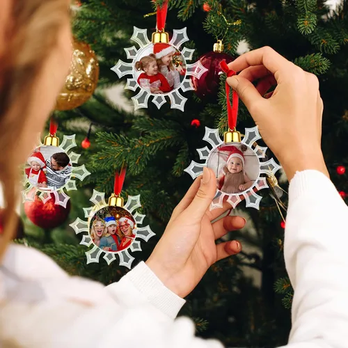 Miniatura 4 de Skylety 48 Piezas Bolas de Adorno de Fotos de Navidad de 3.54" Plástico Transparente Colgante Marco de Fotos Adorno Esferas de Fotos Familiares