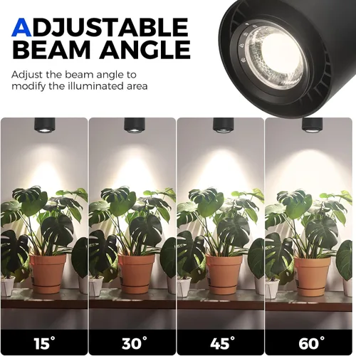 Miniatura 5 de Barrina TR40c - Luz de cultivo de pista para cultivo en interiores, 3 x 40 W, ángulo de haz ajustable de 15 ° a 60°, lámpara de cultivo de espectro