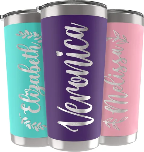 Miniatura 15 de Vasos delgados personalizados con tapa, regalos para ella de 20 onzas, rosa intenso, 12 diseños, vaso grabado personalizado con nombre, tazas Rosa