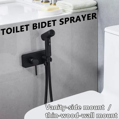Miniatura 2 de Pulverizador de bidé de mano de latón para inodoro caliente y frío, ajustable para tocador de baño, accesorio de grifo de bidé de montaje lateral