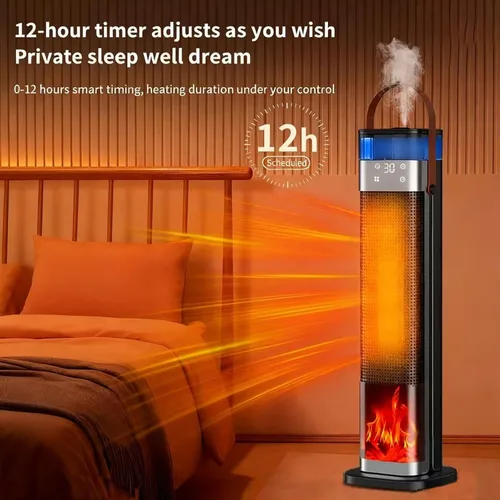 Miniatura 4 de Calentador de espacio para interiores, calentador de cerámica PTC de 25 pulgadas y 1500 W con función de atomización y humidificación, 3 modos