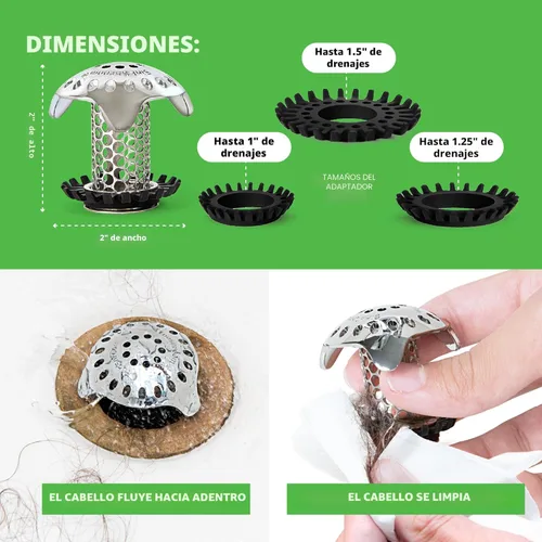 Miniatura 6 de SinkShroom Protector de drenaje de lavabo de baño ultra revolucionario, acero inoxidable