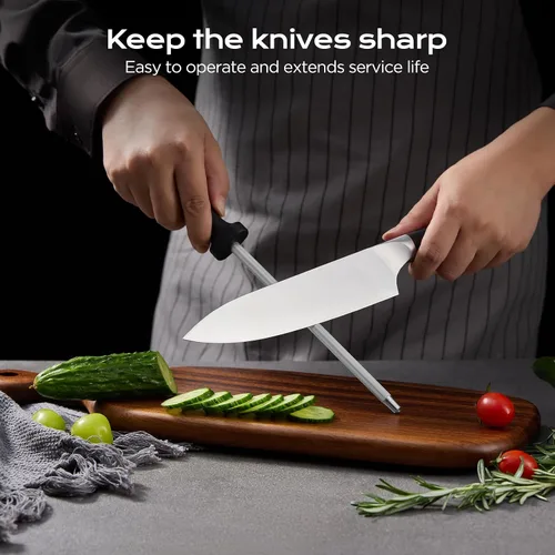 Miniatura 4 de Juego de 14 piezas de cuchillos con bloque de madera de roble, juego de cuchillos de cocina de acero inoxidable de alto carbono con cuchillo