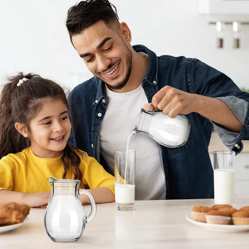 Miniatura 6 de Leinuosen 2 piezas Jarra de crema pequeña de vidrio con pico Jarra espumante de leche Jarra de vidrio elegante para café y té Jarra creativa