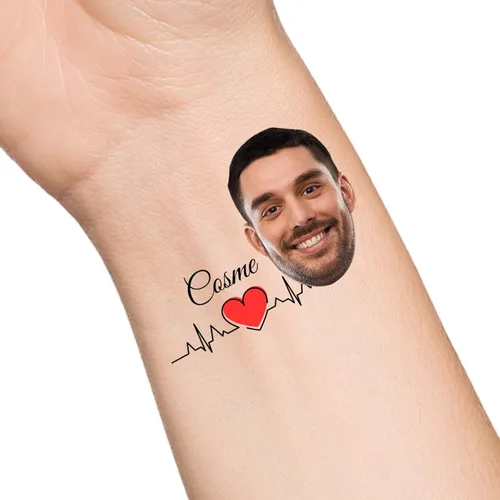 Miniatura 30 de Tatuajes temporales personalizados con texto de nombre, tatuaje temporal personalizado con logotipo fotográfico para adultos, parejas, mujeres