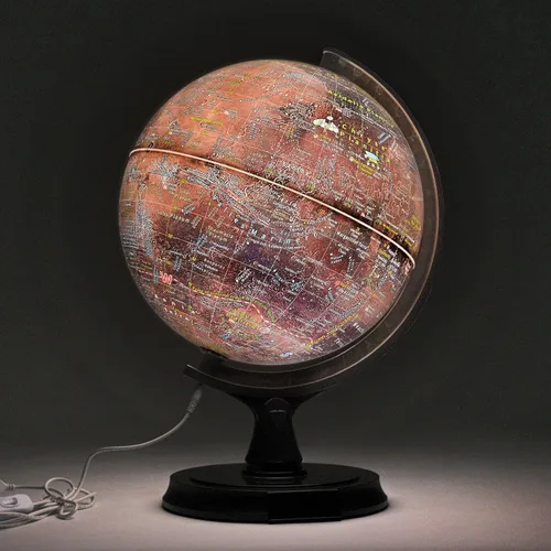 Miniatura 2 de Mapsoft Prime - Globo iluminado de Marte rojo, 11.8 in, RI-30