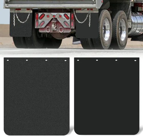 Miniatura 9 de 2 aletas de polímero de 24 x 24 pulgadas en ángulo negro resistente, protección universal contra salpicaduras para semirremolques, tractores