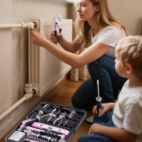 Miniatura 6 de Enventor Juego de herramientas rosas para mujeres, kit de herramientas manuales para el hogar general de 146 piezas con caja de herramientas
