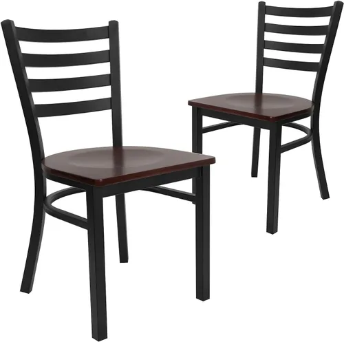 Miniatura 8 de Flash Furniture Hercules Series - Sillas comerciales de restaurante con respaldo de escalera, sillas de comedor modernas y ligeras de metal