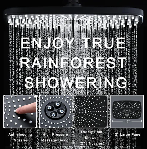 Miniatura 5 de BOZYBO Rain Shower Head with Handheld: High Pressure Shower Heads with Handheld Spray Combo, 12" Rainfall Shower Head and 9 Sprays Hand Showerheads