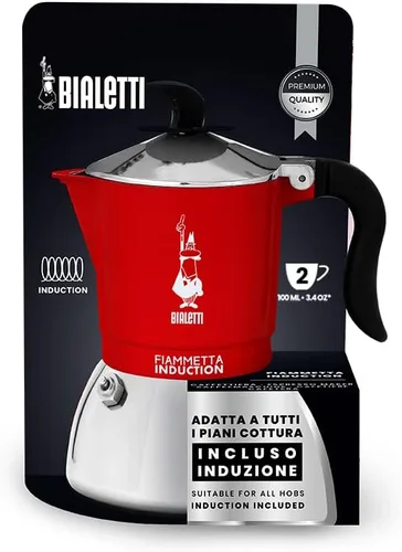 Miniatura 4 de Bialetti Fiammetta - Cafetera de inducción, 2 tazas (3.4 fl oz), apta para todas las cocinas, diseño elegante, color rojo