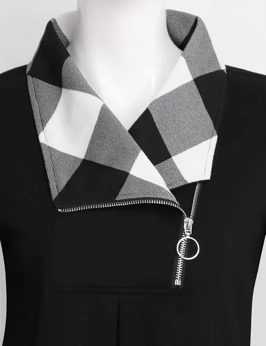Miniatura 3 de VALOLIA Sudadera casual de manga larga con cremallera y solapa para mujer, túnica a la moda