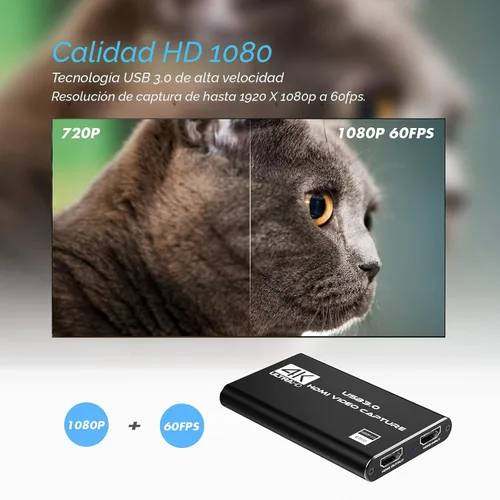 Miniatura 4 de Tarjeta de captura Nintendo Switch, tarjeta de captura de video HDMI 4K, 1080P 60FPS, tarjeta de captura HDMI a USB 3.0 para trabajo de transmisión
