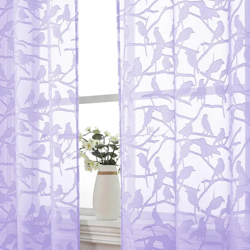 Miniatura 44 de OVZME Anji - 2 paneles de cortinas traslúcidas de gasa marrón de 72 pulgadas de largo para dormitorio, doble bolsillo para barra, tela ligera
