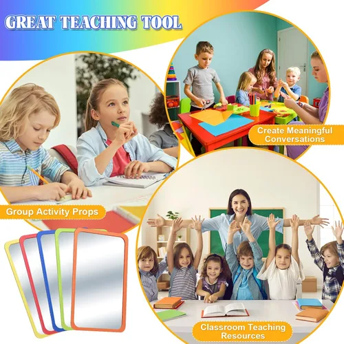 Miniatura 5 de Dandat 50 Espejos Pequeños para Niños Seguros a Prueba de Roturas de 6 x 4 Pulgadas Irrompibles Espejo de Aula para Manualidades a Granel