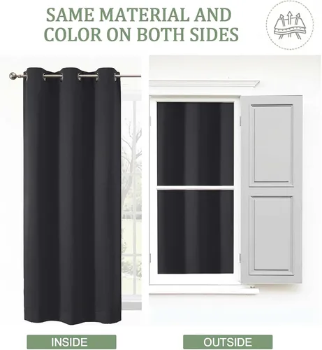 Miniatura 7 de OWENIE Cortinas 100% opacas de 96 pulgadas de largo, 2 paneles para dormitorio, sala de estar, cortinas superiores con aislamiento térmico