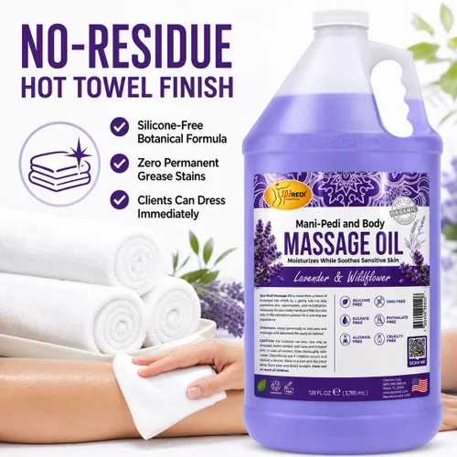 Miniatura 3 de SPA REDI - Aceite de masaje, flor silvestre de lavanda, pedicura profesional de 128 onzas, manicura, terapia de masaje de cuerpo completo con aceite