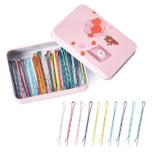 Miniatura 2 de 50 horquillas Bobby para mujer, cabello grueso y fino con pasador de dibujos animados, caja de almacenamiento, horquillas para el cabello