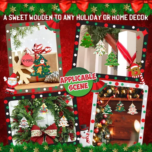 Miniatura 4 de Adornos de madera para árbol de Navidad para pintar, decoración de Navidad y Acción de Gracias, recortes sin terminar, 24 piezas de 3.5 x 3