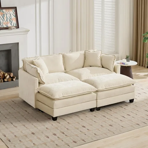 Miniatura 110 de Sofá modular negro de 111.5 pulgadas, sofás seccionales grandes de 3 plazas para sala de estar, sofá nube de tela de felpilla de gran