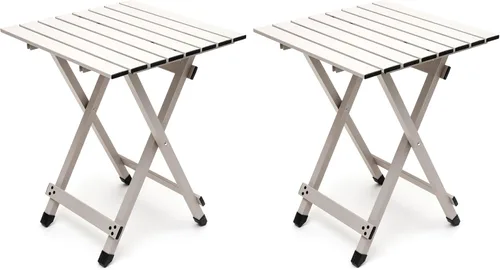 SUNNYFEEL Mesa de camping plegable – Mesa de picnic portátil de aluminio ligero, 18.5 pulgadas de largo x 18.5 pulgadas de ancho x 24.5 pulgadas de