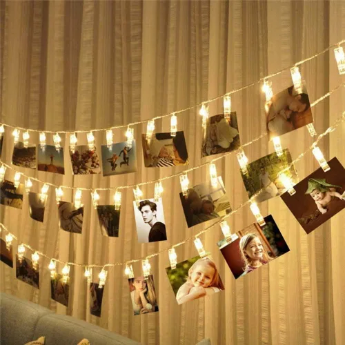 Miniatura 4 de Dopheuor Cadena de luces LED con clip de fotos, cadena de luces LED para colgar fotos, fotos, funciona con pilas para regalos, patio, Navidad