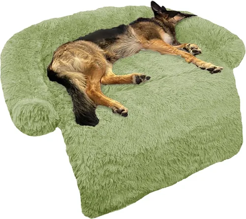 Miniatura 60 de Cama calmante para perro, tapete de felpa esponjoso para perros con protector de muebles con funda extraíble lavable para perros y gatos grandes