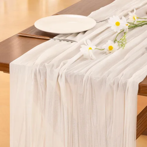Miniatura 33 de Socomi - 10 caminos de mesa de gasa, estilo bohemio y rústico, para primavera, Pascua, bodas, fiestas, baby showers, cumpleaños y decoración, 120