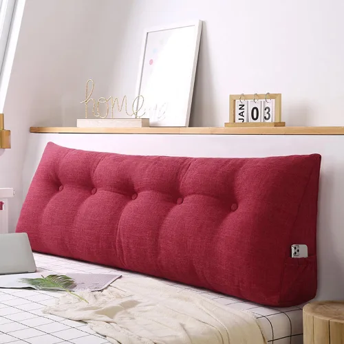 Miniatura 7 de Almohada de cuña de cabecera para cama individual/individual/Queen/King, almohada de lectura grande de lino y algodón, almohada triangular