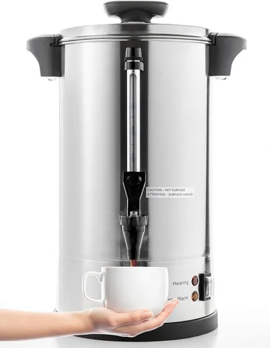 Miniatura 10 de SYBO Urna de café de 45 tazas, cafetera de percolado de acero inoxidable de grado comercial, filtro extraíble, fácil de limpiar, urna de agua