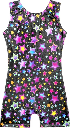HOZIY - Leotardos de gimnasia para niñas, con estampado de unicornio, aurora, arco iris, sirena, dinosaurio, magdalenas, con pantalón ciclista con
