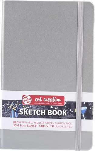 Tarrence T9314-042M 405843 Art Creation - Cuaderno de dibujo, 5.1 x 8.3 pulgadas (13 x 21 cm), plateado brillante, grosor 5.9 oz/yd², papel fino,