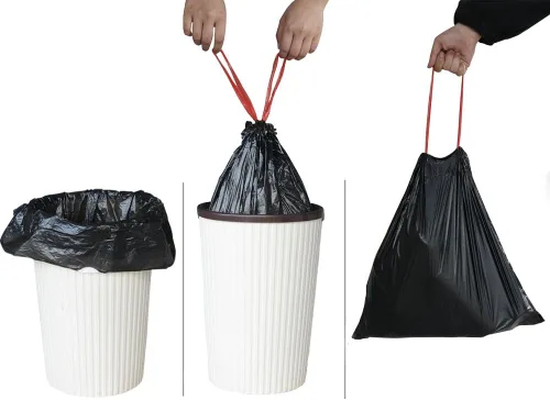 Miniatura 2 de Teyyvn Bolsas de basura negras con cordón de 3 galones, 220