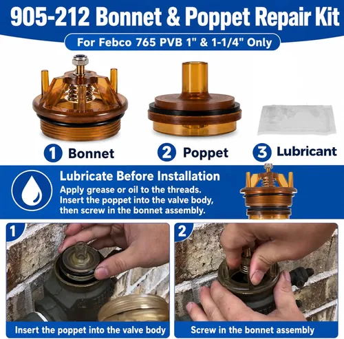 Miniatura 5 de Kit de reparación para Febco 765-1, Kit de reparación de válvula y bonete 905-212 y conjunto de válvula de retención 905-052 y cubierta