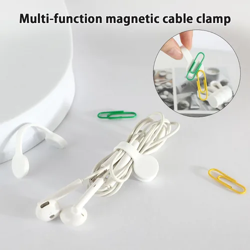 Miniatura 3 de Bridas magnéticas de silicona, bridas reutilizables para cables de carga USB, organizador de cables ligeros, imanes de refrigerador, almacenamiento