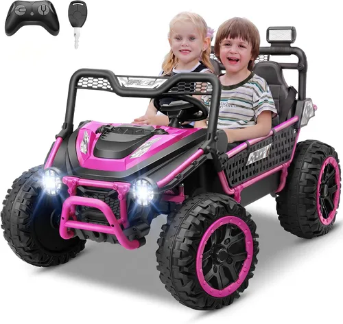 Miniatura 11 de Hikole Juguetes de paseo de 2 plazas de 24 V para niños grandes, camión eléctrico UTV con control remoto, asiento XXXL de 22 pulgadas, ruedas